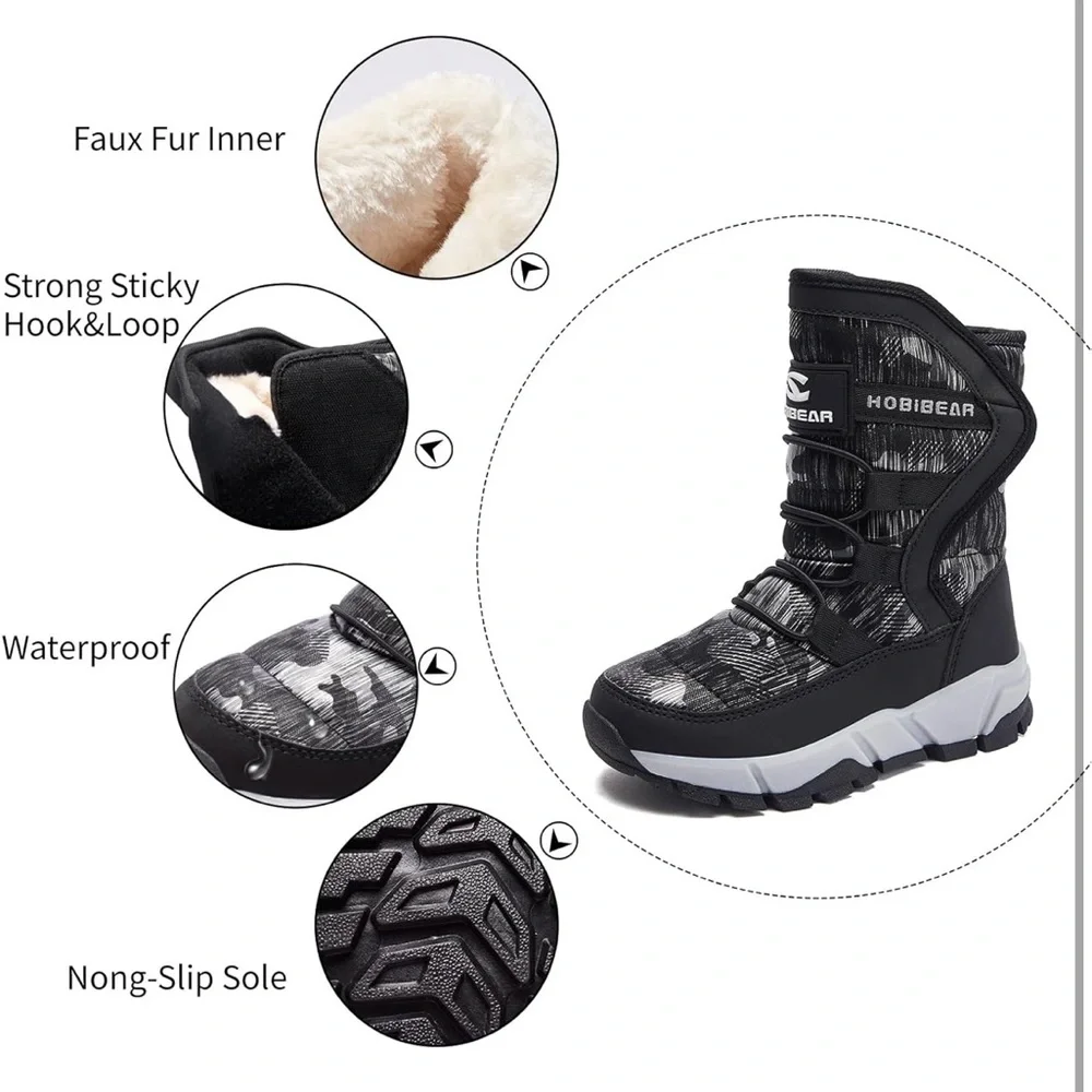 GUBARUN Boys Snow Boots Winter Waterproof Slip Resistant 4.5/ 393